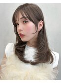 サイドバングセミディ美髪愛され前髪ワンホンレイヤーモテ髪