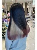 洋光台ブリーチ複雑履歴ダブルカラー白髪ぼかしハイライト