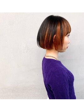 タグ(#tag) #ミニボブでワイドバングな2トーンオレンジカラー