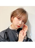 【Chill】大人かわいいAラインピンクベージュクールショートボブ