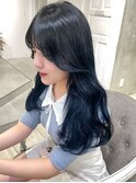 【くびれヘア×ブルーブラック】小顔カット グレージュカラー