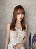 サラ髪×セミロング