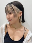 韓国風インナーカラー 切りっぱなしボブ フェイスレイヤー A916