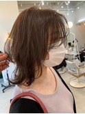 レイヤーカット◎韓国風巻き/外巻きくびれウルフマロンベージュ