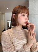 Say.ショートボブチェリーブラウン地毛風ストレートミニボブ青山