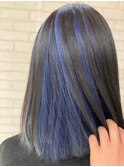 インナーカラーインディゴブルーブリーチ1～2回