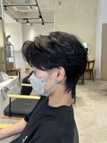 ビューバイネオリーブ 用賀店(Beau'r by neolive) ブルーブラックフェザーパーマ刈り上げセンターパート《用賀》