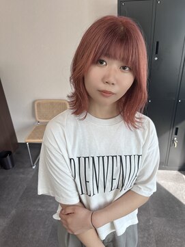 レイヤーボブ/ピンクベージュ/ピンクカラー