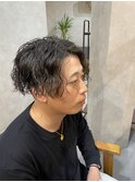 ツーブロック × ツイストパーマ