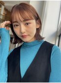 前髪パーマ、切りっぱなしボブ