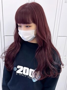 ミミヘアーガーデン(mimi hair garden) レッドブラウン/ボルドーカラー/韓国風巻き髪 ロング/10代20代