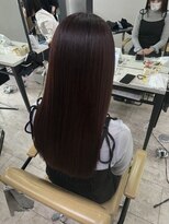 アジールヘア 所沢プロペ通り店(agir hair)&nbsp;ピンクブラウンケアブリーチ小顔カットワンレンロング所沢