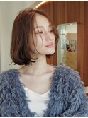 チョコグレージュ/20代30代大人かわいい/ミディアムレイヤー
