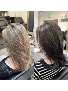 ブレンド 渋谷(BLend) ホワイトグレージュミニウルフデジタルパーマチェリーブラウン