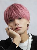 メンズヘアピンクベージュナチュラルワックスなしマッシュ
