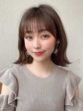 アフロート エル 大阪(AFLOAT L) 20代シースルーぱっつん前髪で可愛い結べるボブ外ハネボブ