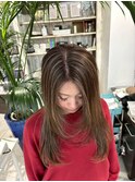 大人レイヤーロング×ナチュラルハイライト