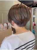 丸みショート×透け感ブラウン【阪急梅田】