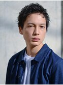 男っぽいアップバングショート