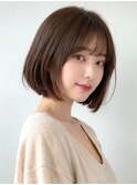 パツっとボブ 前髪あり 大人可愛い 春ヘアカラー タンバルモリ