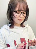 ワイドバング ウルフカット 裾カラー前髪インナーカラー