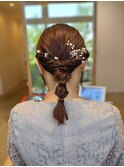 ヘアセットポニーテール結婚式ドレスヘア