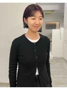 エンドリンク(endlink) デジタルパーマチェリーブラウン前下がりボブミディアムミニボブ