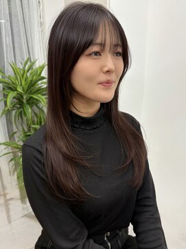 シエル バイ ケンジ 登戸 生田(CIEL by KENJE) ロングレイヤー/ワンカール/シースルーバング/ブラウンカラー