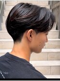 センターパートニュアンスパーマ曲がる縮毛矯正