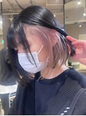 464黒髪ダークアッシュミルクティーベージュインナーカラーボブ