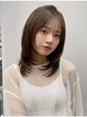 小顔 前髪 レイヤーカット ダークブルー ワンホンヘイヤー "