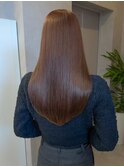 美髪髪質改善ストレート暖色カラーピンクブラウンレイヤーカット