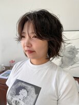 ヘアー アイス 御器所本店(HAIR ICI)&nbsp;黒髪小顔ショートレイヤーボブパーマ×暗髪透明感冬カラー