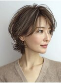 ◇大人可愛い20代30代40代50代前下がりショートボブ丸みショート