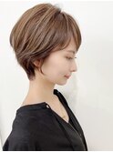 博多/髪質改善/マロンベージュ×上品な大人フェミニンショート