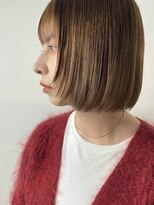 ミニボブ/テラコッタ/小顔ヘアー/伸ばしかけ/20代30代40代