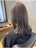 20代ミディアムボブ◎透け感アッシュブラウン
