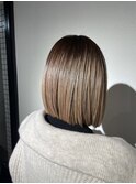 ココアブラウン×テラコッタ大人可愛いミニボブ20代30代40代