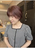 大人ナチュナル  ピンクブラウン♪ショートボブ