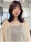 【Cuem 小原】外ハネミディ ワインレッド ブリーチなし