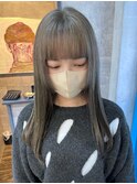 姫カットセミロングハイトーングレージュシルバーイメチェン小顔