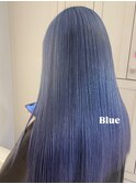 14876艶髪ネイビーブルーブルーシルバーレイヤーブルーカラー