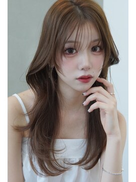 アンジェリカラボ 梅田店(ANGELICA LABO) 韓国風くびれレイヤーカット×グレージュ×透明感ブラウン川又