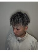 ホワイトメッシュ×ツイストパーマ