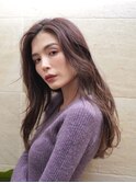 カシスブラウン 暖色カラー 前髪なしロングヘア 20代30代40代