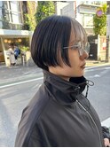 切りっぱなしボブピンクブラウン