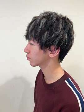 ロロン 下高井戸(LORONG) メンズスタイル　ハイライト　メッシュ　グレー