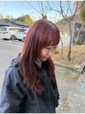 ハッシュカット×  ブリーチなしダブルカラー・レッド
