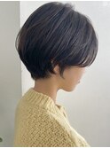 大人マッシュショート丸みショート黒髪ショートベリーショート