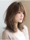 アプリコットオレンジハイライトカラーサーフカール夏くびれヘア